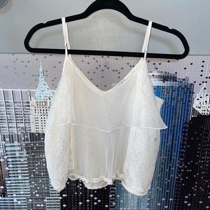 3 for $15//AEO Off White Lace Tank Top
